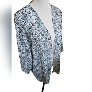 Divided Womens Blue & White Floral Kimono Size Large.